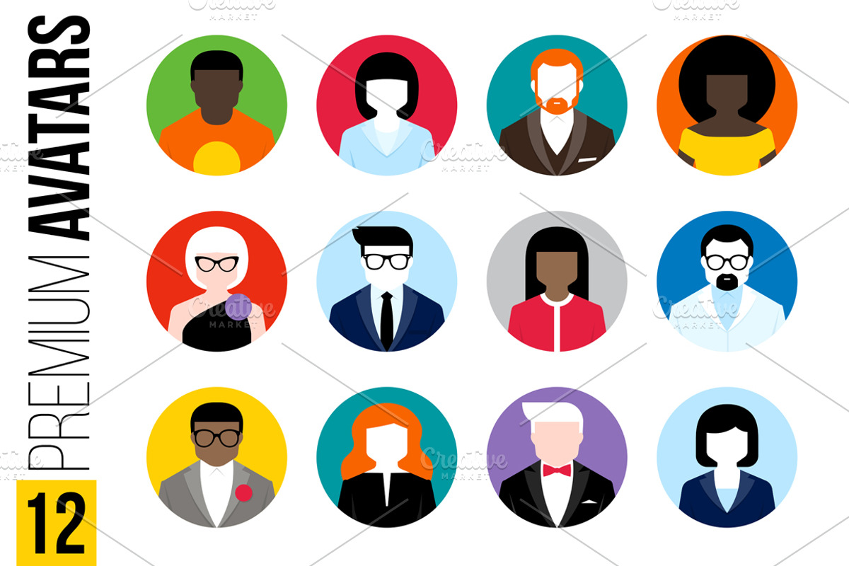 Male & female avatars, user icons, an Icon by elena_andreeva