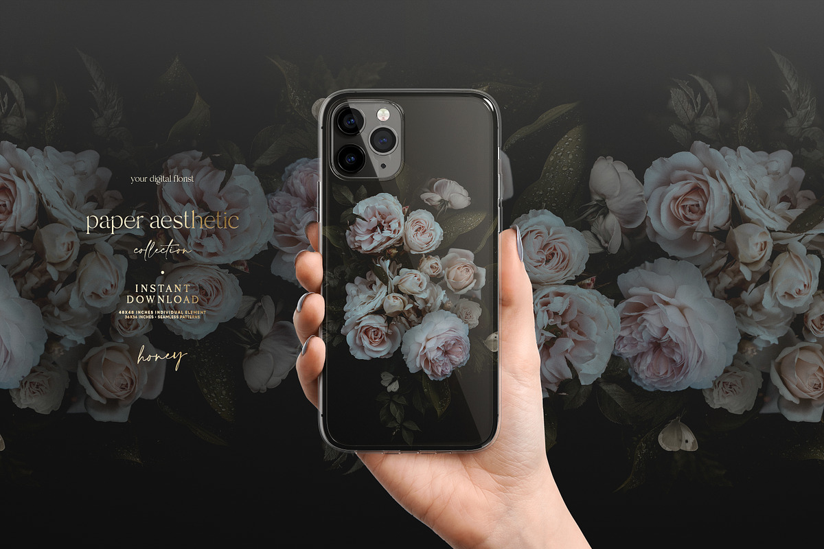 Pastel Dark Roses Wallpaper, a Pattern Graphic by paper aesthetic (Photo 3 of 10)