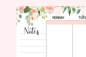 Weekly Planner Inserts 8.5x11 Peachy