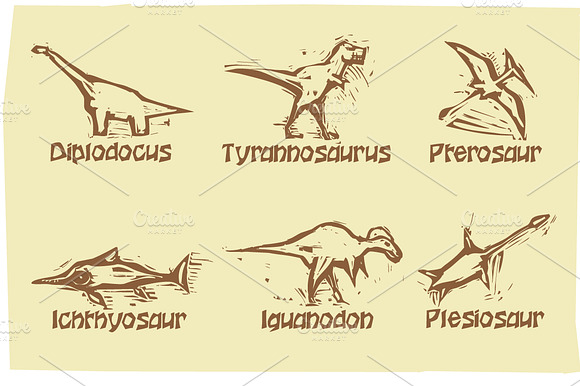 Woodcut Dinosaurs