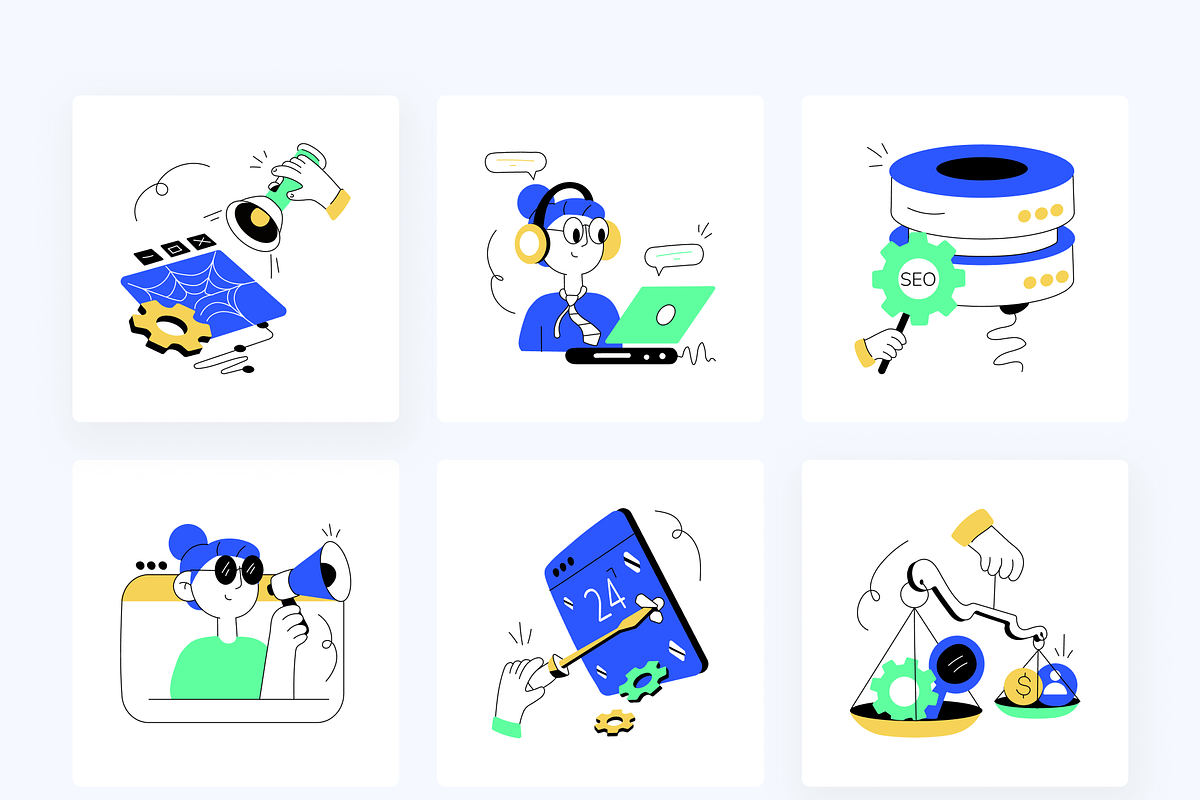 SEO Optimization Illustration Set