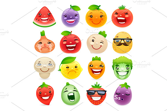 Funny Cartoon Fruits And Vegetables