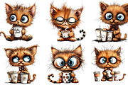 Cute Kitten Drinking Coffee Clipart, an Illustration by DreamArtGraphic (Thumbnail 4 of 5)