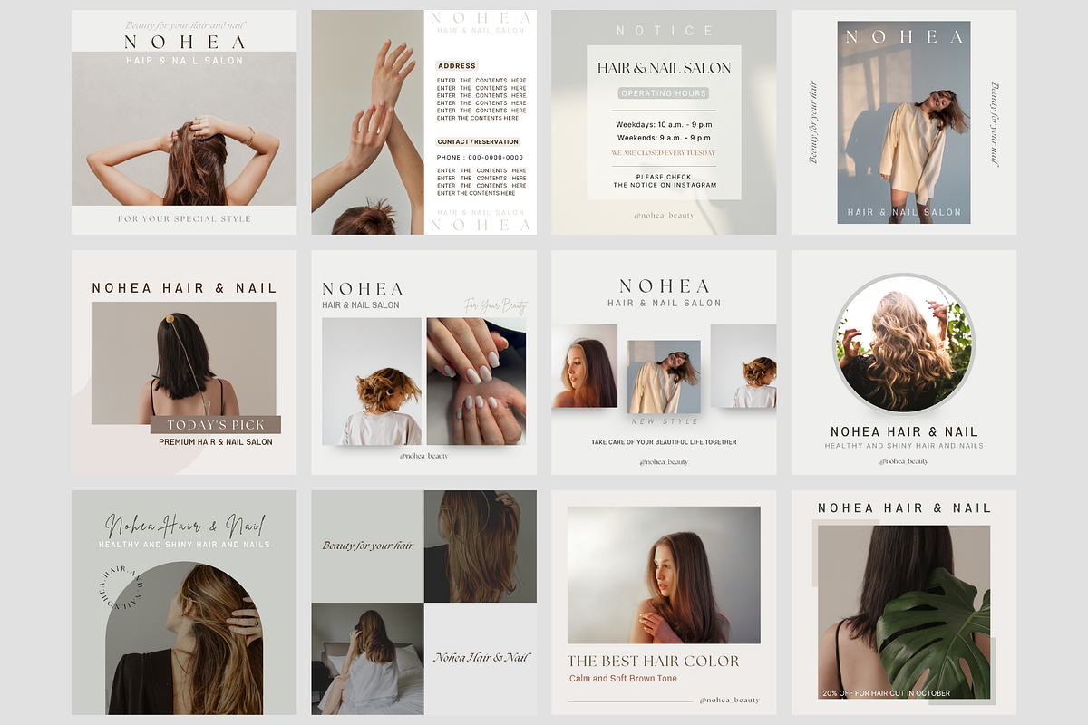 Hair Beauty Instagram Template CANVA, a Social Media Template by NoheaDesignShop (Photo 3 of 11)