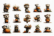 Bear with Pumpkin Watercolor Clipart, a Seasonal Illustration by Craft Nest (Thumbnail 6 of 6)