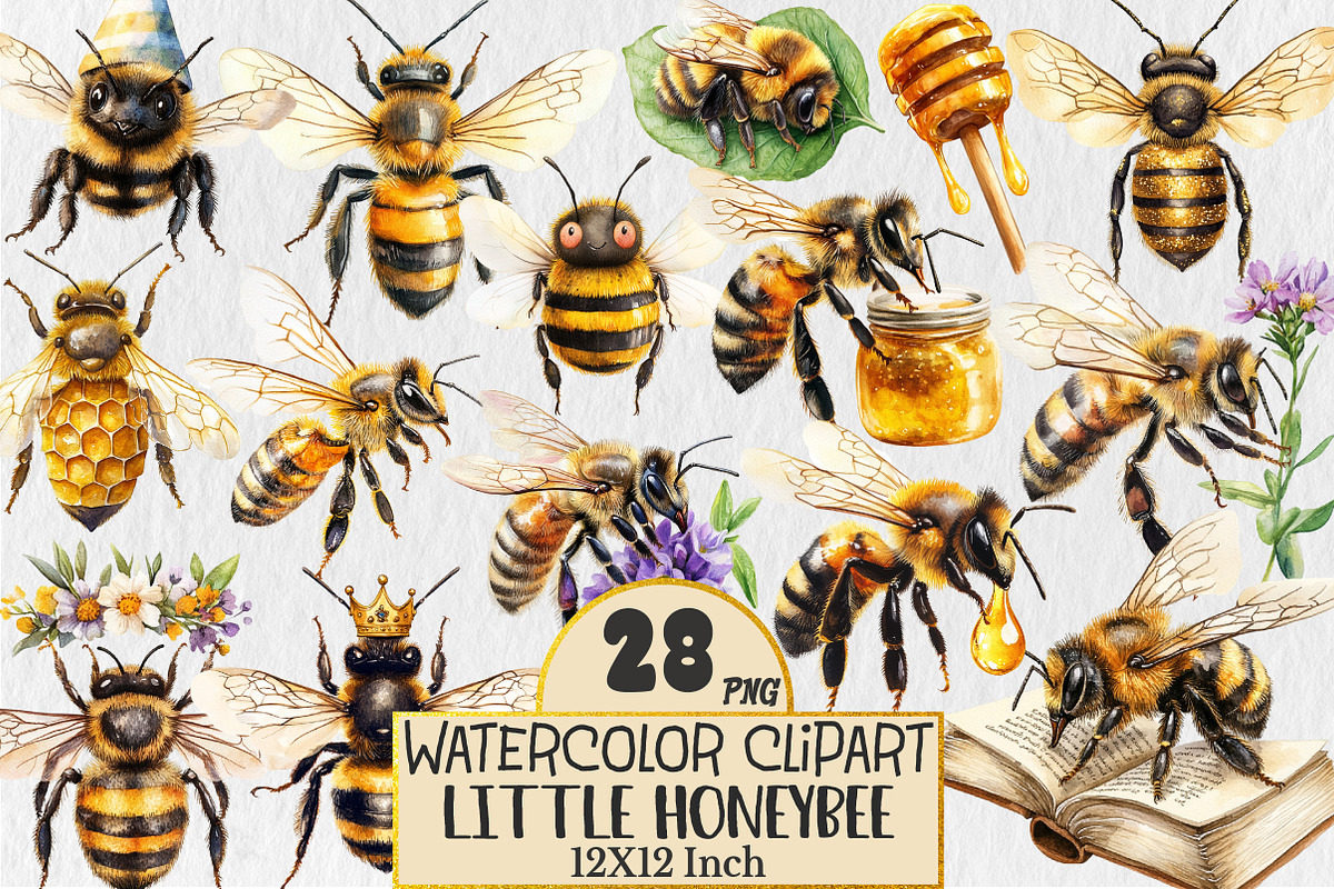 Little Honeybee Clipart, an Animal Illustration by Rose Art (Photo 1 of 4)