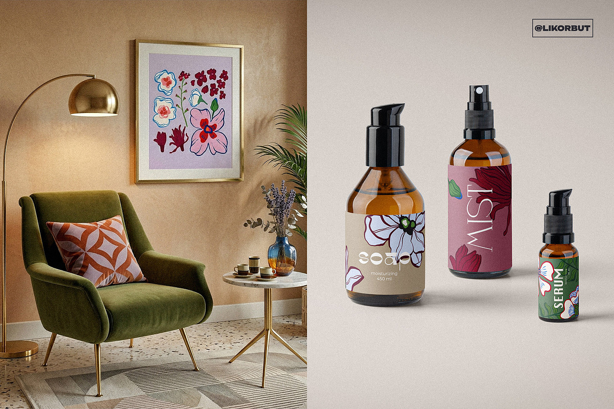 Abstract Modern Flowers Graphics, a Decorative Illustration by likorbut (Photo 5 of 10)