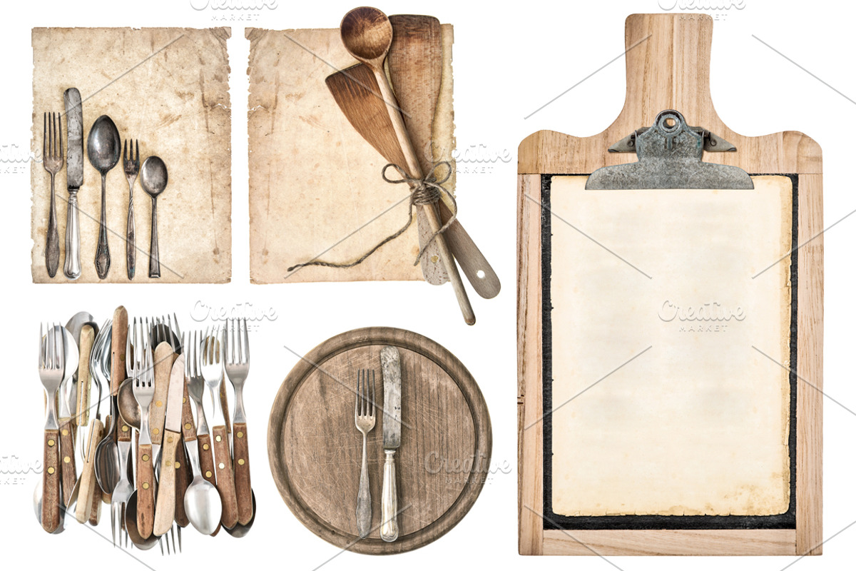 Kitchen Board, Aged Recipe Paper