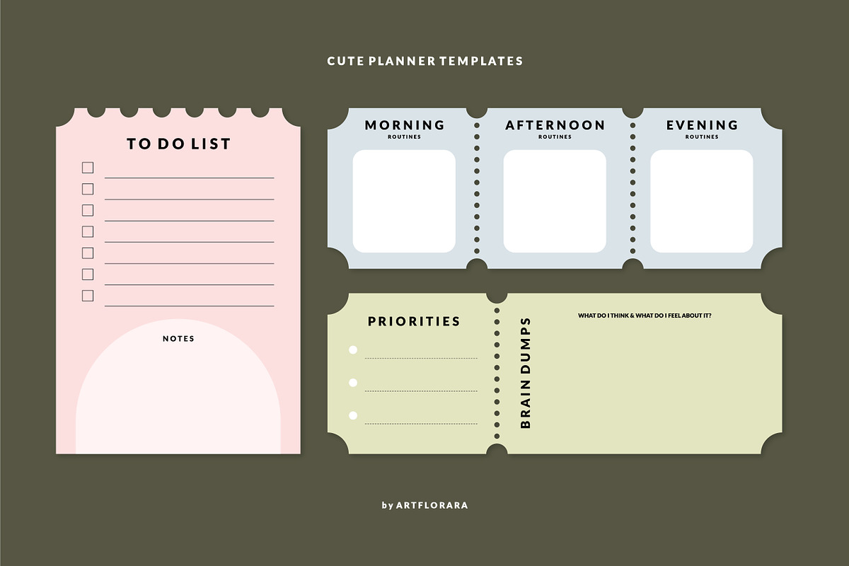 Cute Planner Template Set, a Stationery Template by Artflorara (Photo 10 of 11)