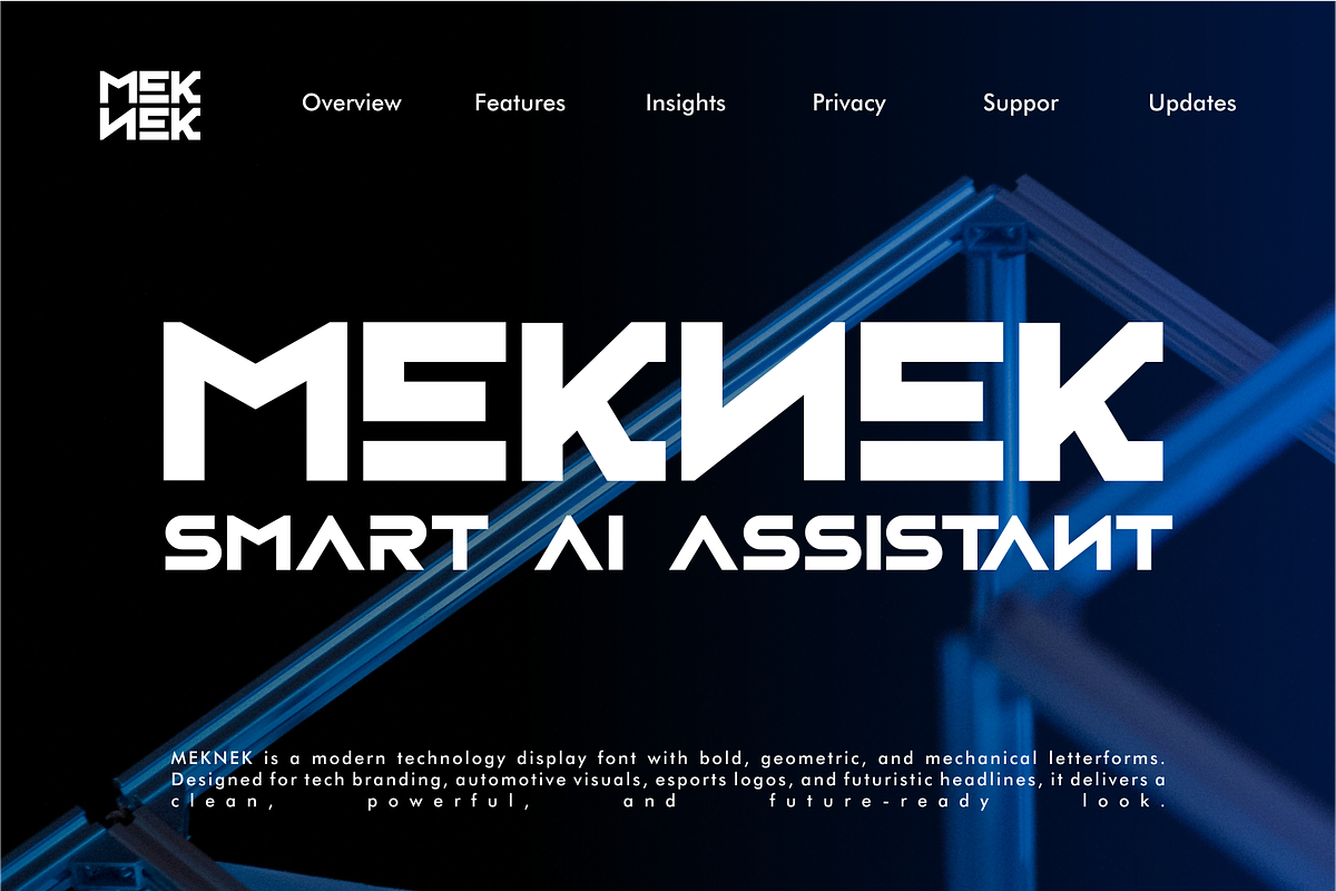 Meknek – Modern Technology Display, a Sans Serif Font by Vroz Studio (Photo 4 of 8)