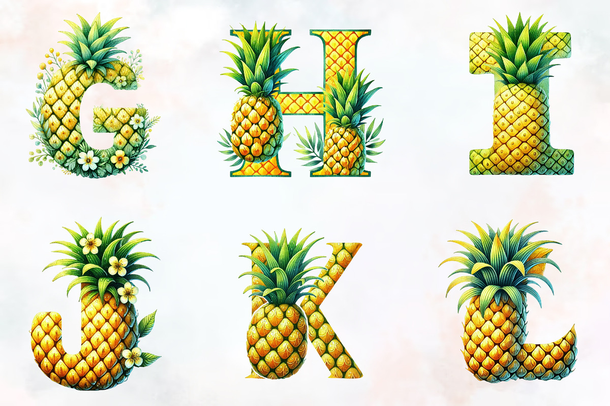 Spring pineapple Alphabet clipart, an Illustration by RobertsArt (Photo 7 of 7)