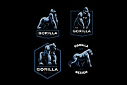 Gorillas vector set, an Animal Illustration by Masterlevsha (Thumbnail 2 of 3)