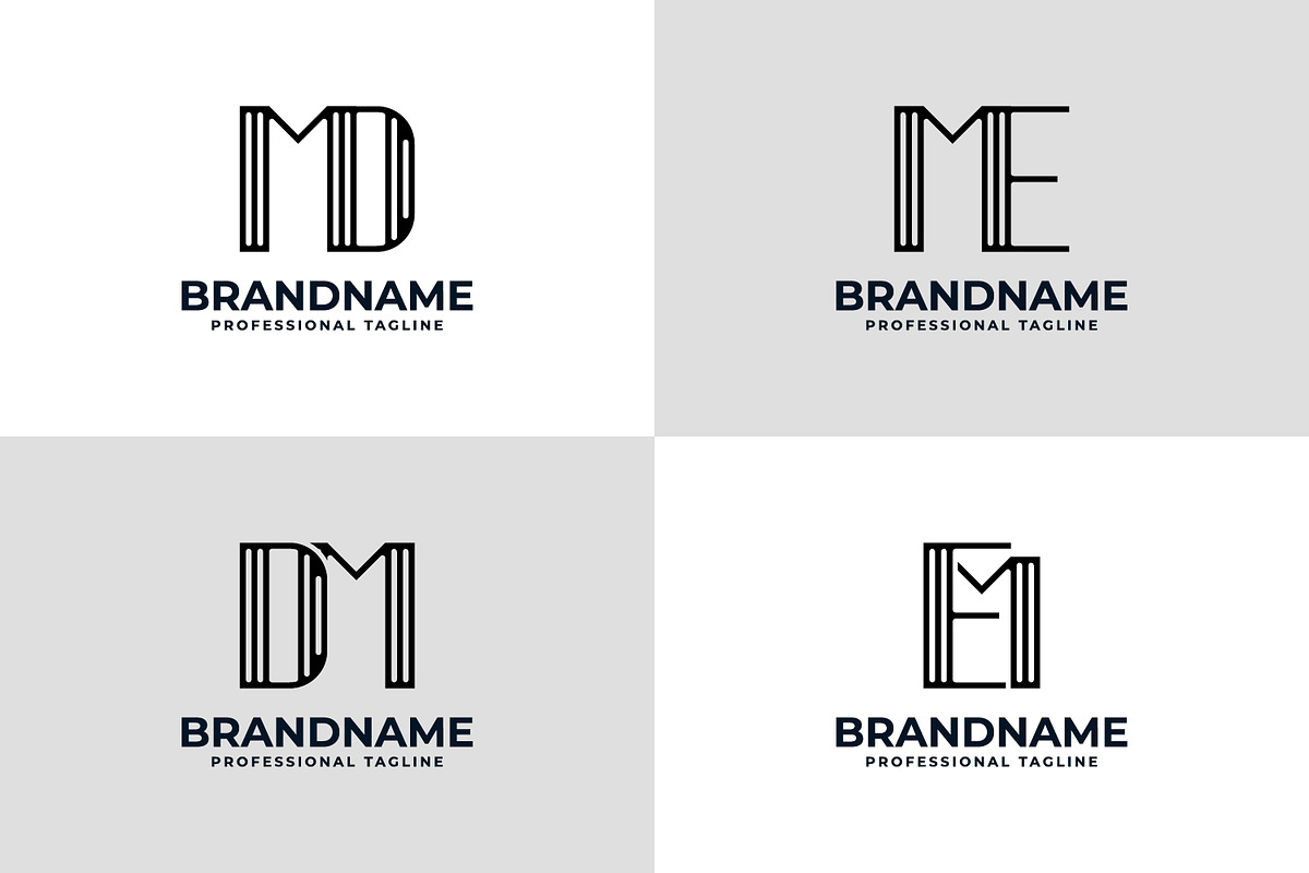 Letters MD DM ME EM Stripe Logo, a Branding & Logo Template by Pray Art Design Studio