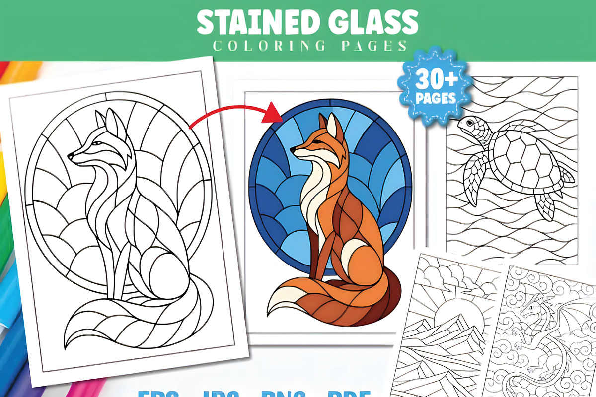 Stained Glass Coloring Pages, a Decorative Illustration by Ink Gallery (Photo 1 of 5)