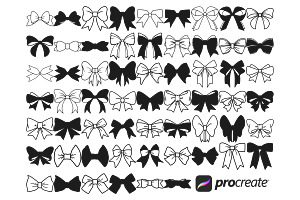 Ribbon Bows Set 5 Procreate Brush