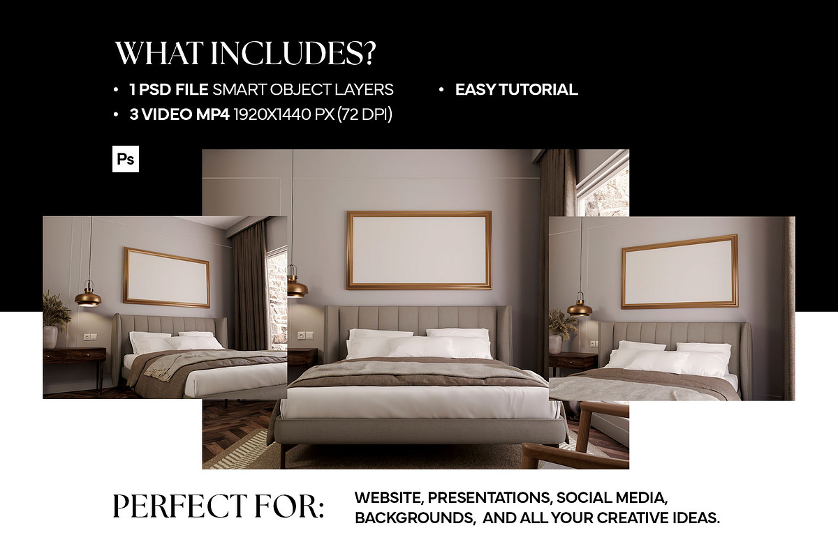Frame Video Mockup Classic Room PSD, an Advertising Mockup by Drava Mockup (Photo 5 of 6)