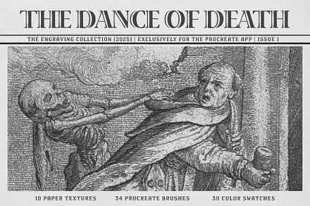 The Dance of Death Procreate Kit, a Brush Add-On by Digi Life