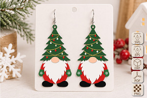 Christmas Gnome Earrings Laser Cut