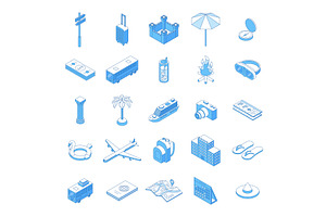 Isometric line journey icons, a Transportation Illustration by Valerie Bodnar
