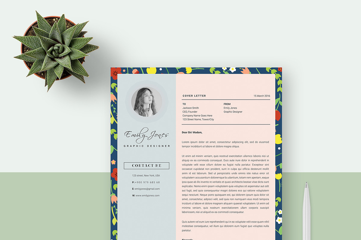 Floral Patern CV-Resume Template *C, a Resume Template by Showy68 Template (Photo 3 of 5)