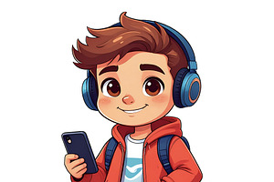 Cartoon style 2D illustration of a young boy with a confident sm, a Person Illustration by DanFLCreativo