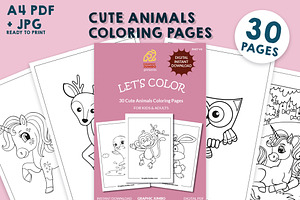 30 Cute Animals Coloring Pages, an Animal Illustration by Design Unique