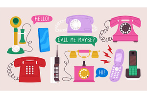 Retro digital phones wire style, a Graphic by LadadikArt