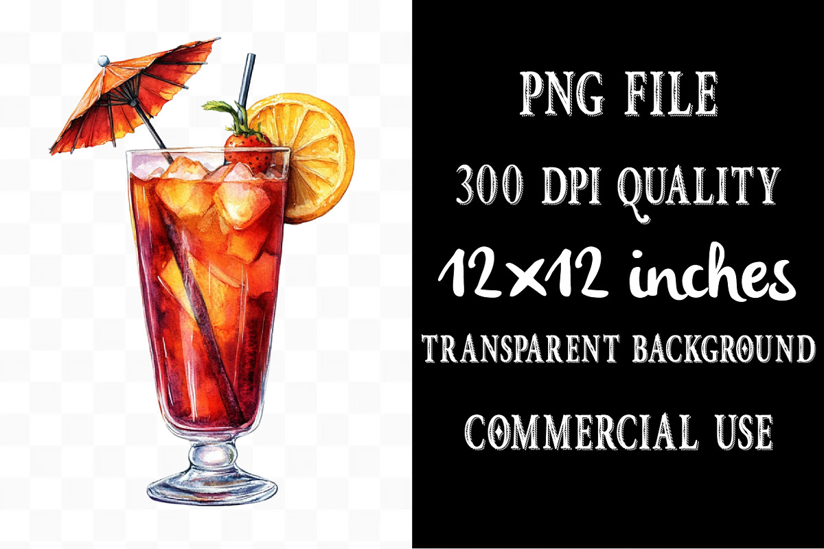 Cocktail Clipart PNG Bundle, an Illustration by Designking (Photo 4 of 5)