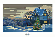 Winter Festive Landscape, a Decorative Illustration by Countryside life (Thumbnail 5 of 11)