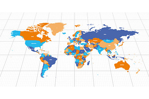 Colorful geopolitical map of World