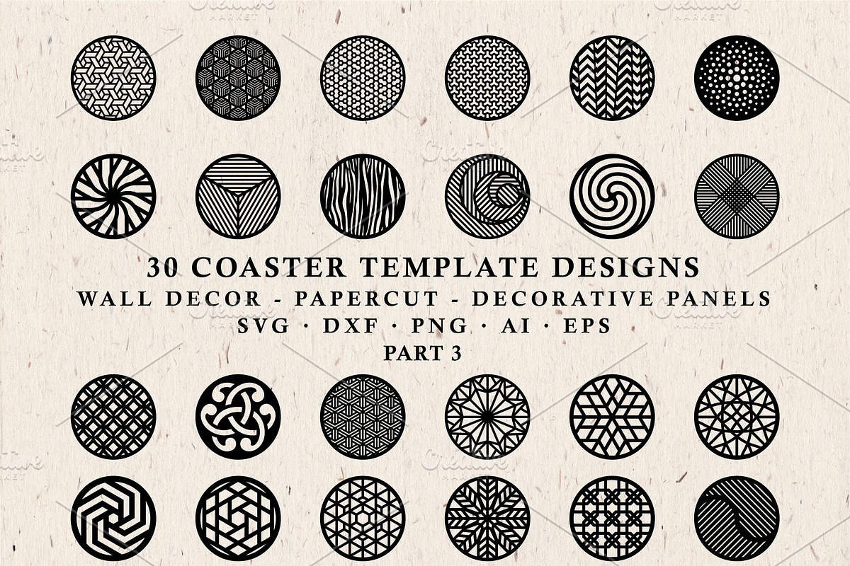 Coaster & Wall Decor Cut Files Pack, a Decorative Illustration by Seaquint (Photo 2 of 3)