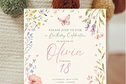 Wildflower Floral Birthday Invite, an Invitation Template by heynomi (Thumbnail 5 of 19)