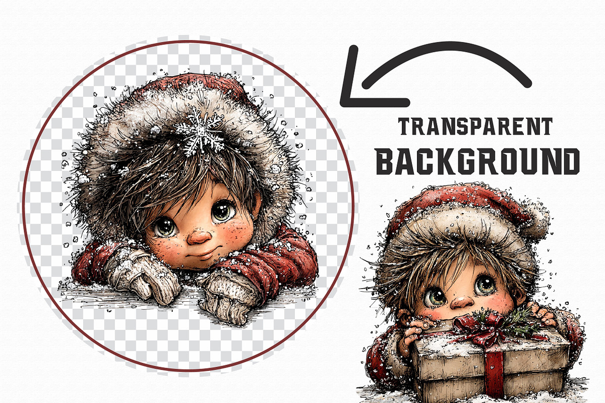 Retro Christmas Peeking Boy PNG, an Illustration by Libby Wishes (Photo 3 of 6)