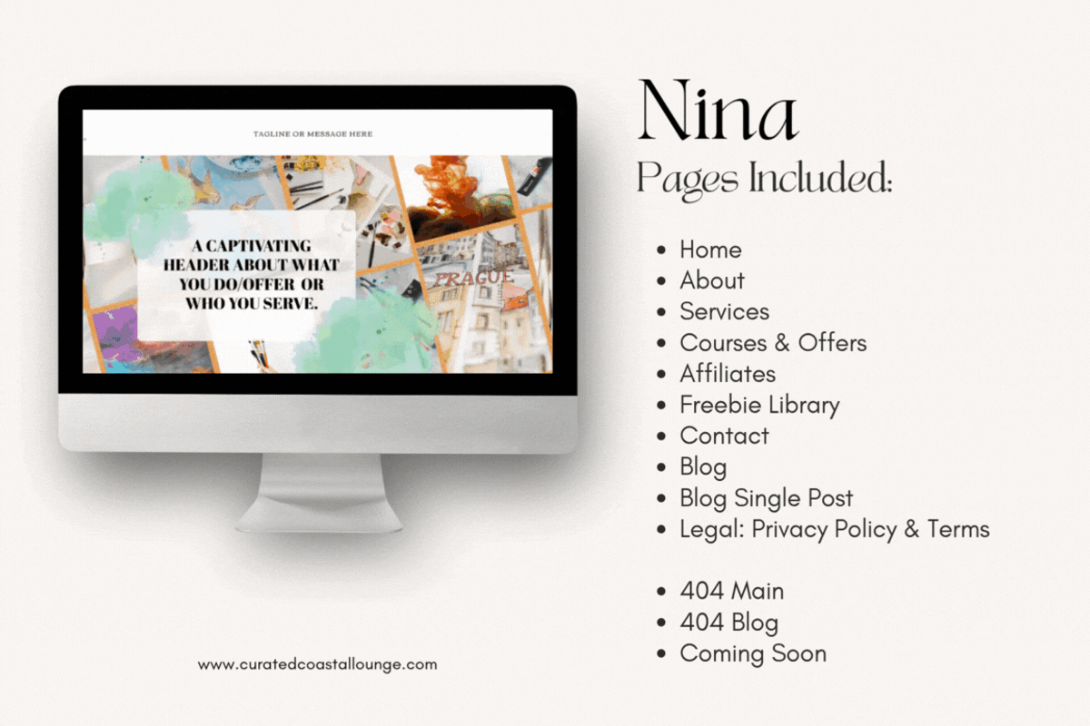 Nina Showit Website Template for Creatives | Curated Coastal Lounge preview 5