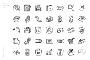 70 Doodle Icons 'shopping'