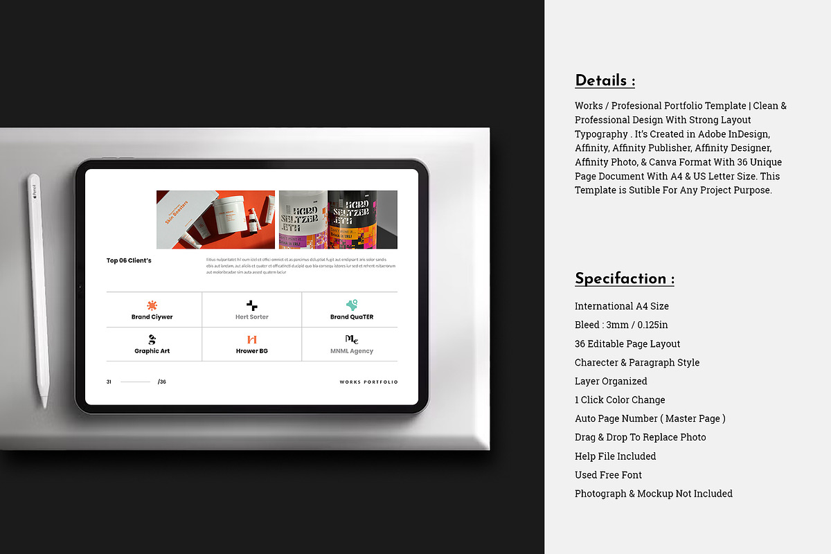 Works / Design Portfolio Template, a Brochure Template by TemplateFolio-Shop (Photo 3 of 20)