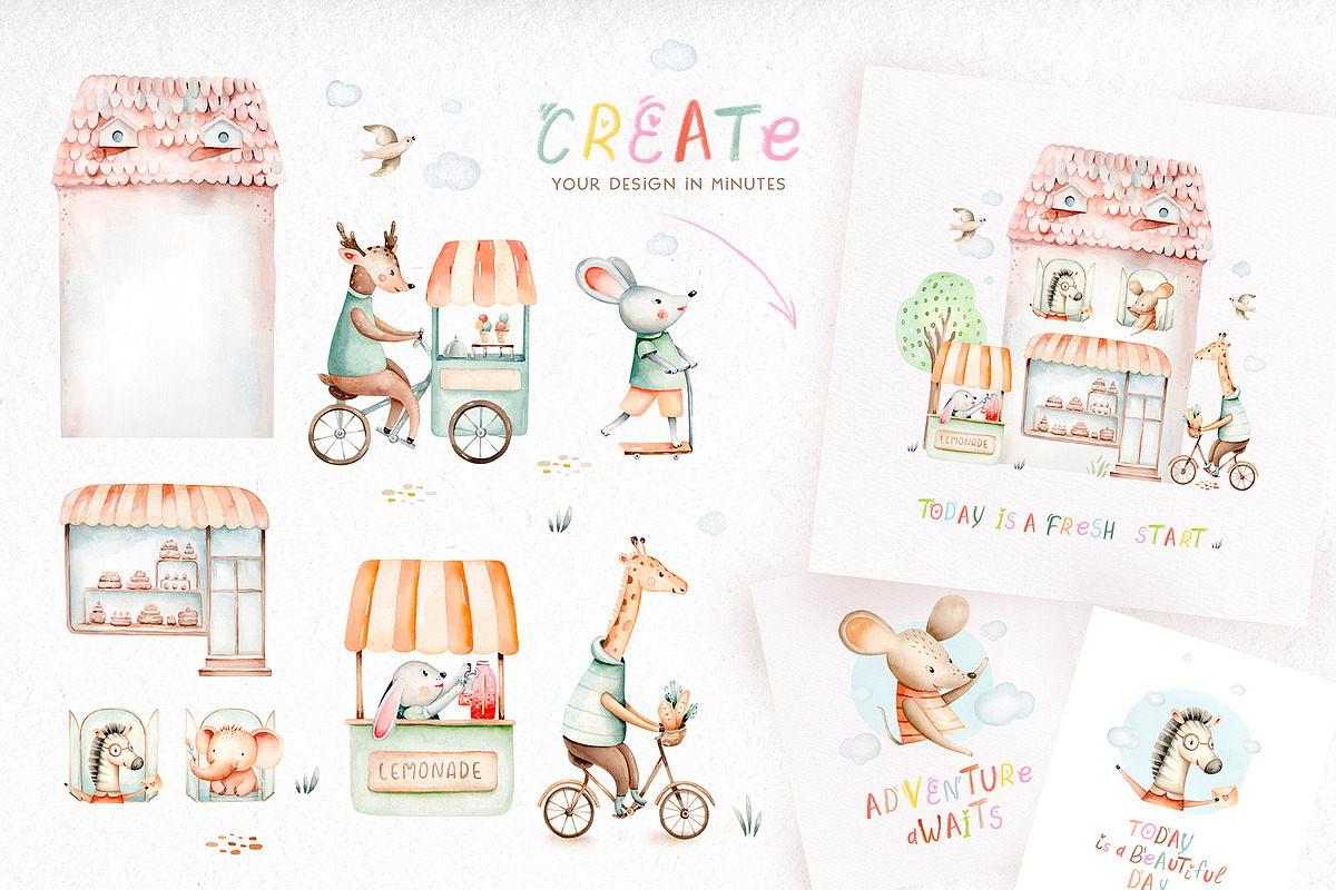 Adventure awaits. Animal city set, an Animal Illustration by Peace ART (Photo 4 of 11)