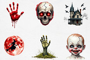 Watercolor Horror Halloween Clipart, an Illustration by CrexoraLab (Thumbnail 3 of 5)