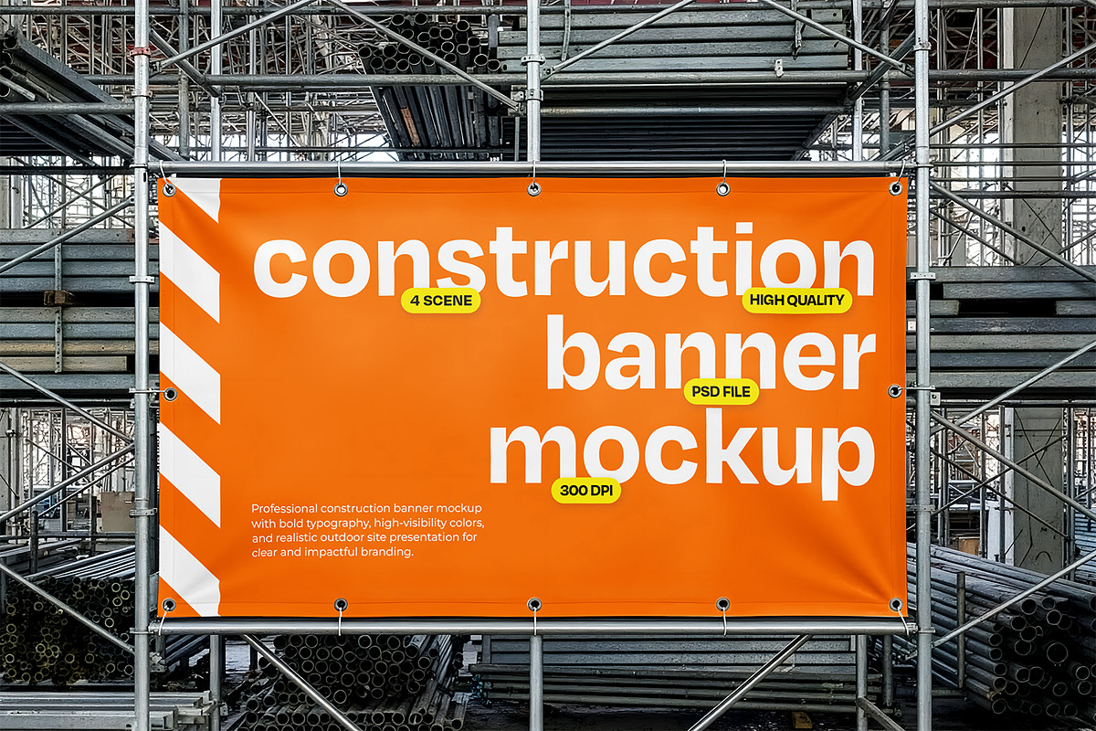Construction Banner Mockup, an Advertising Mockup by Nathatype (Photo 4 of 9)