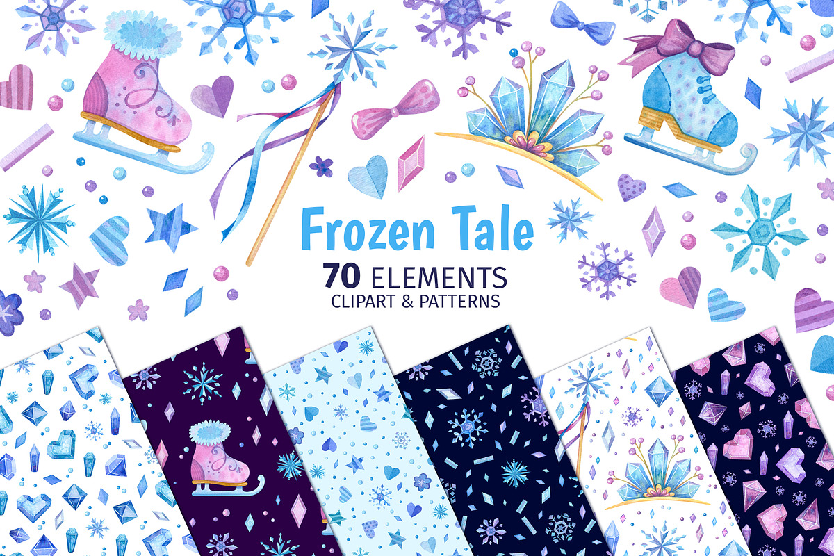 Frozen Tale Clipart & Patterns, an Illustration by Valin Malin (Photo 1 of 11)