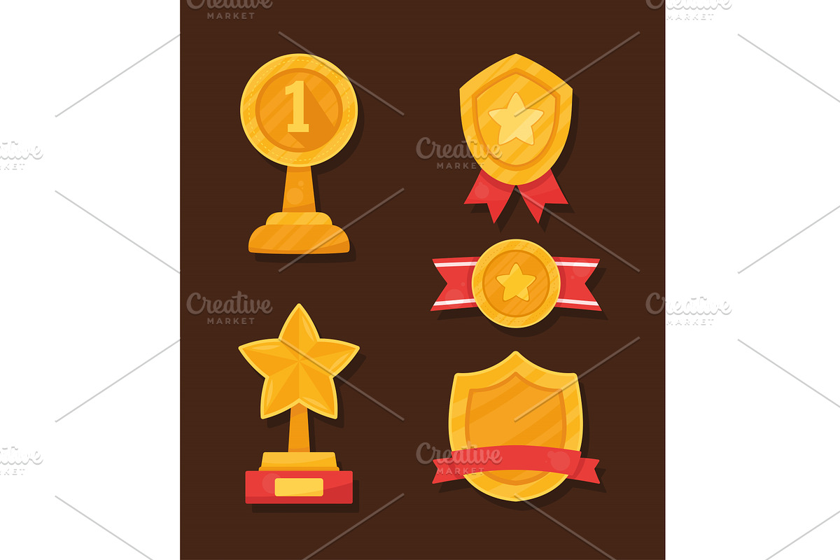 five prize awards icons, an Object Illustration by studiogstock