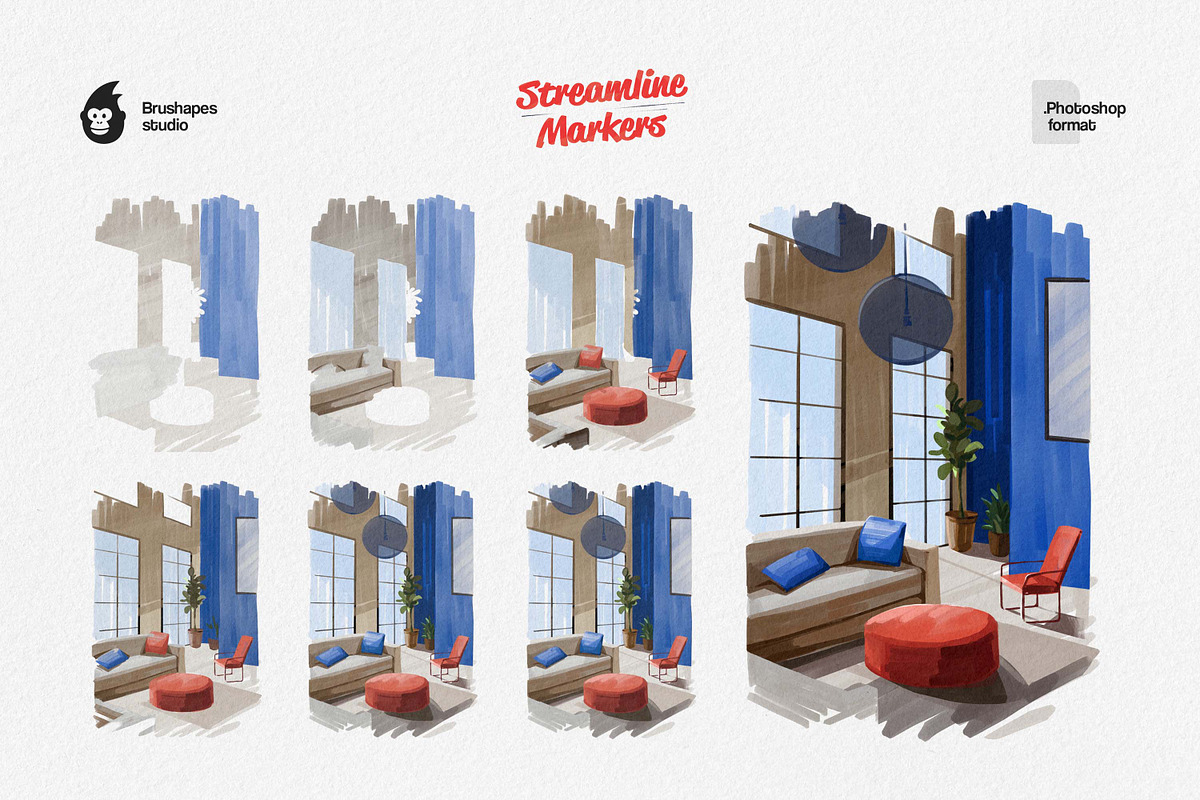 Streamline Markers for Photoshop, a Brush Add-On by brushapes.com (Photo 5 of 8)