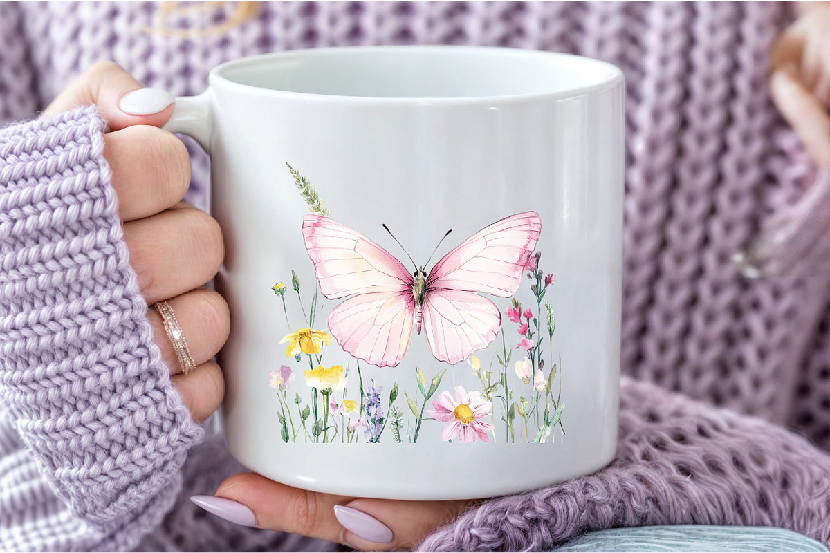 Pink Watercolor Butterflies, an Illustration by DreamCafeArt (Photo 6 of 7)