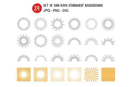 Set of Sun Rays Starburst Background, a Decorative Illustration by kaisorn