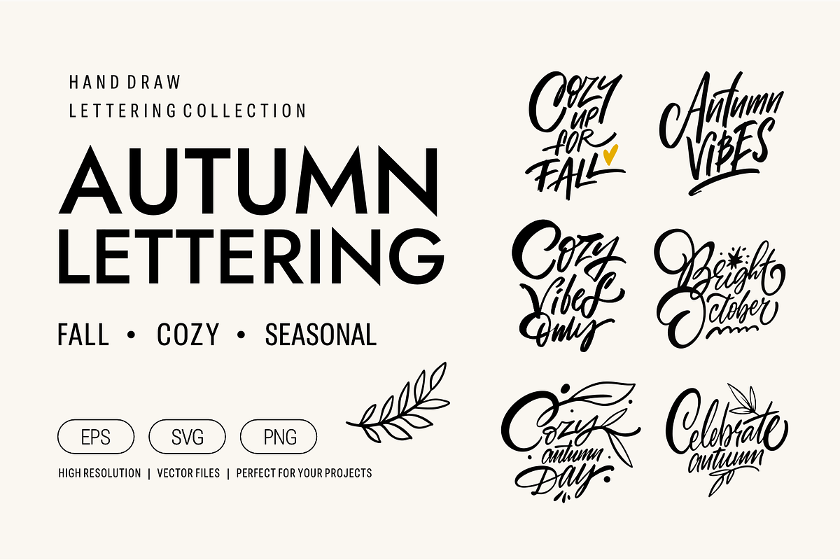 Autumn & Fall Lettering Set, a Seasonal Illustration by Oktyabr (Photo 1 of 6)
