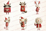 Funny Christmas Animals Clipart, an Illustration by DreamCafeArt (Thumbnail 2 of 8)