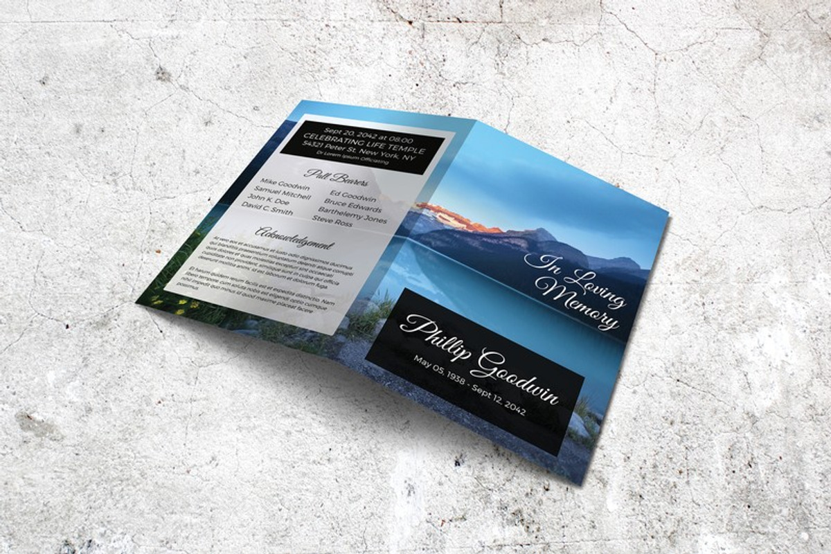 Lake Printable Memorial Program, a Brochure Template by Final Tribute (Photo 5 of 5)