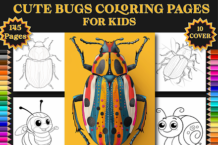 145 Cute Bugs Coloring Book Pages, an Animal Illustration by CFC Design Hub