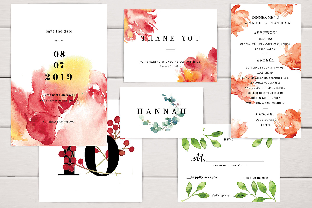 Watercolor Peony Wedding Card Set, an Invitation Template by TurquoiseDesign (Photo 3 of 5)