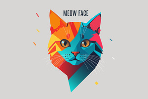 Bright logo with a muzzle of a cat